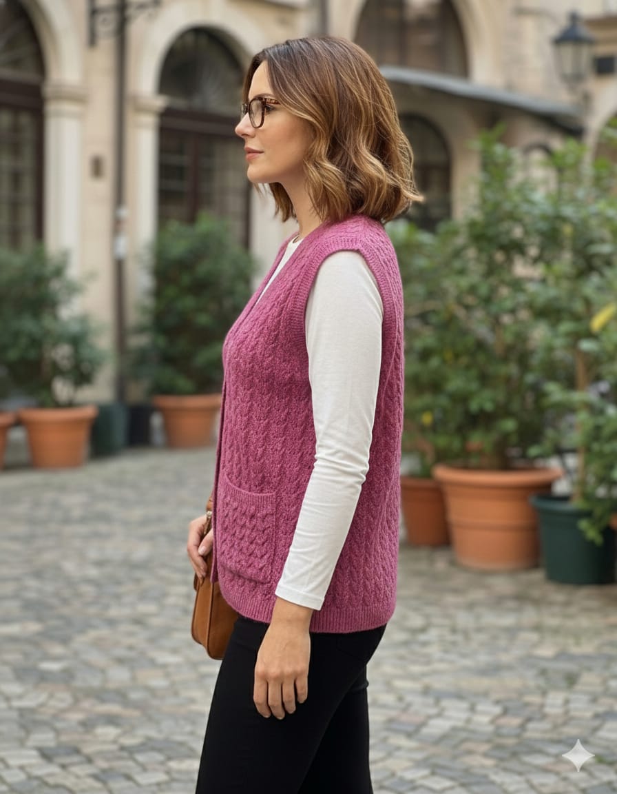 KADIN TRİKO DÜĞMELİ GÜNLÜK ŞIK YELEK - Görsel 32